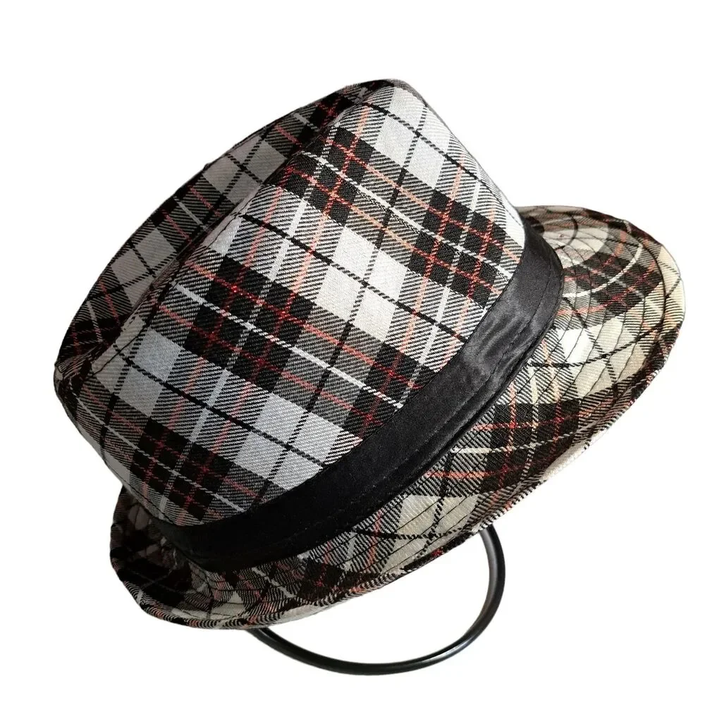 Mens Classic Manhattan Gangster Black Striped Fedora Trilby Panama Jazz Felt Hat